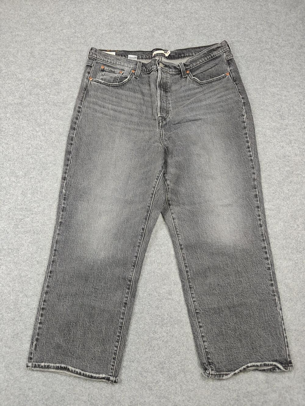 Levi's Jeans Womens 16W Gray Charcoal Ribcage Straight Ankle High Rise 33